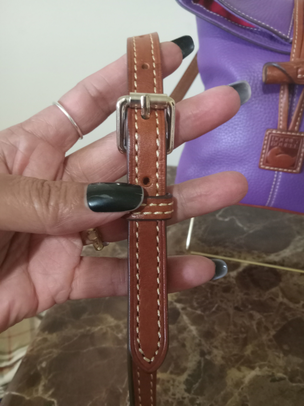 Dooney & Bourke Purple Pebbled Leather Crossbody Bag EUC - Picture 7 of 16
